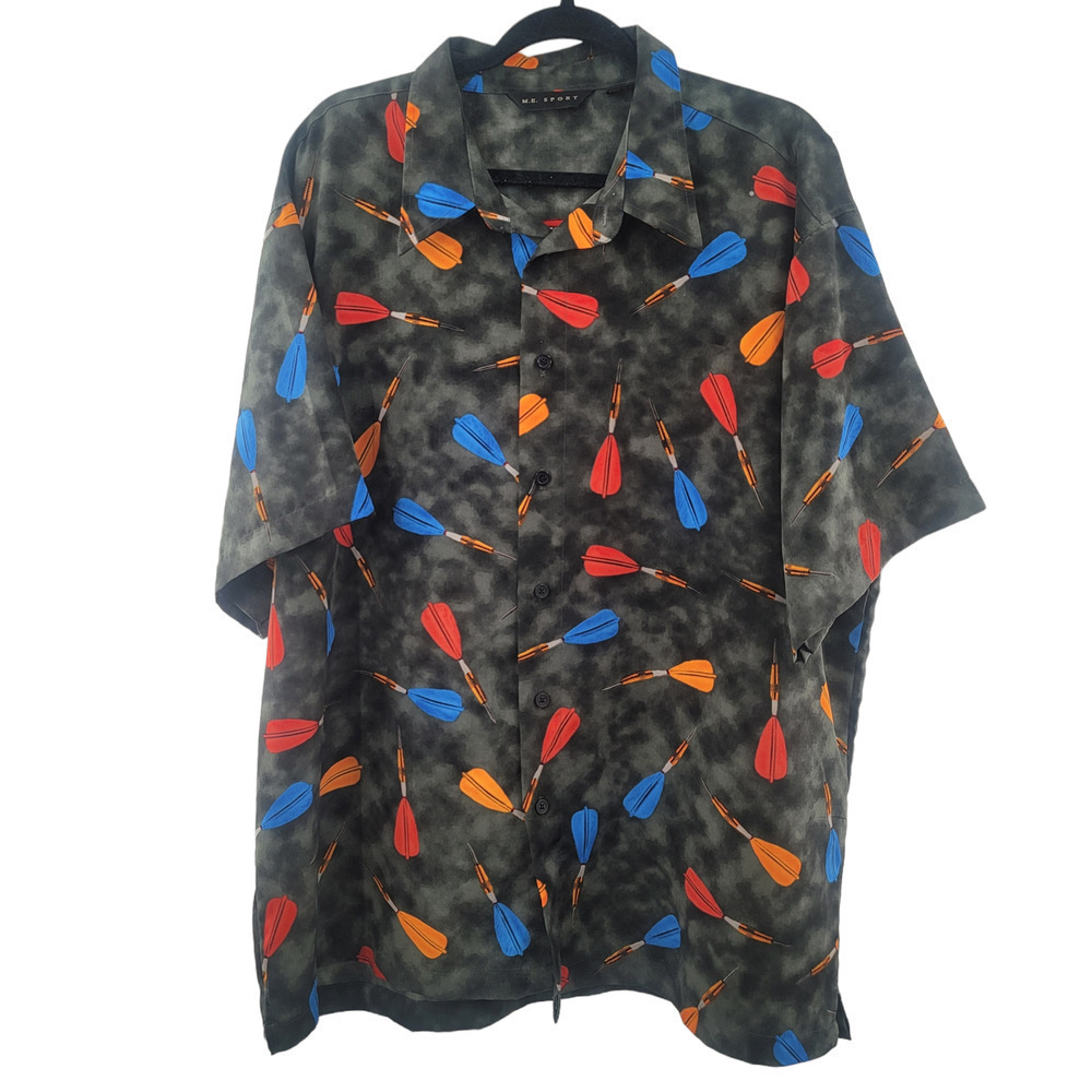 M.e. Sport Men's Casual Button Front Shirt Darts and Bullseye Print Size XXL